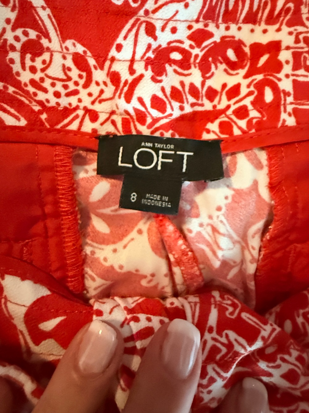 LOFT Orange and White Paisley Wide-Leg Pants - Picture 3 of 5
